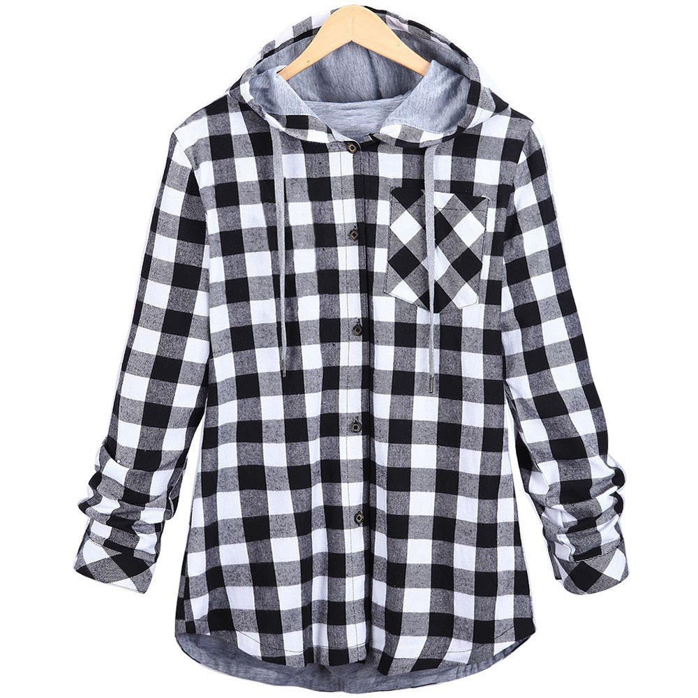 Levendig geruite capuchonvest voor dames