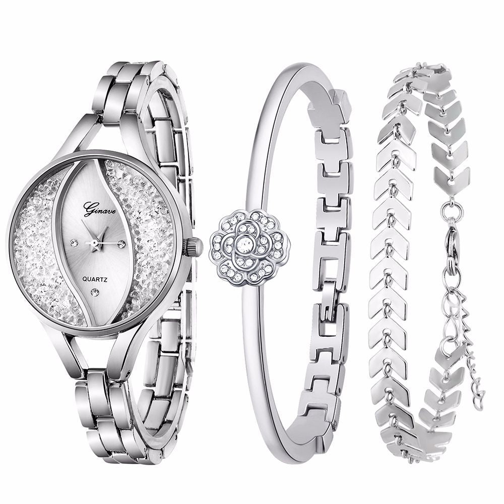 Fashionable Quartz Watch and Bracelet Set for Women