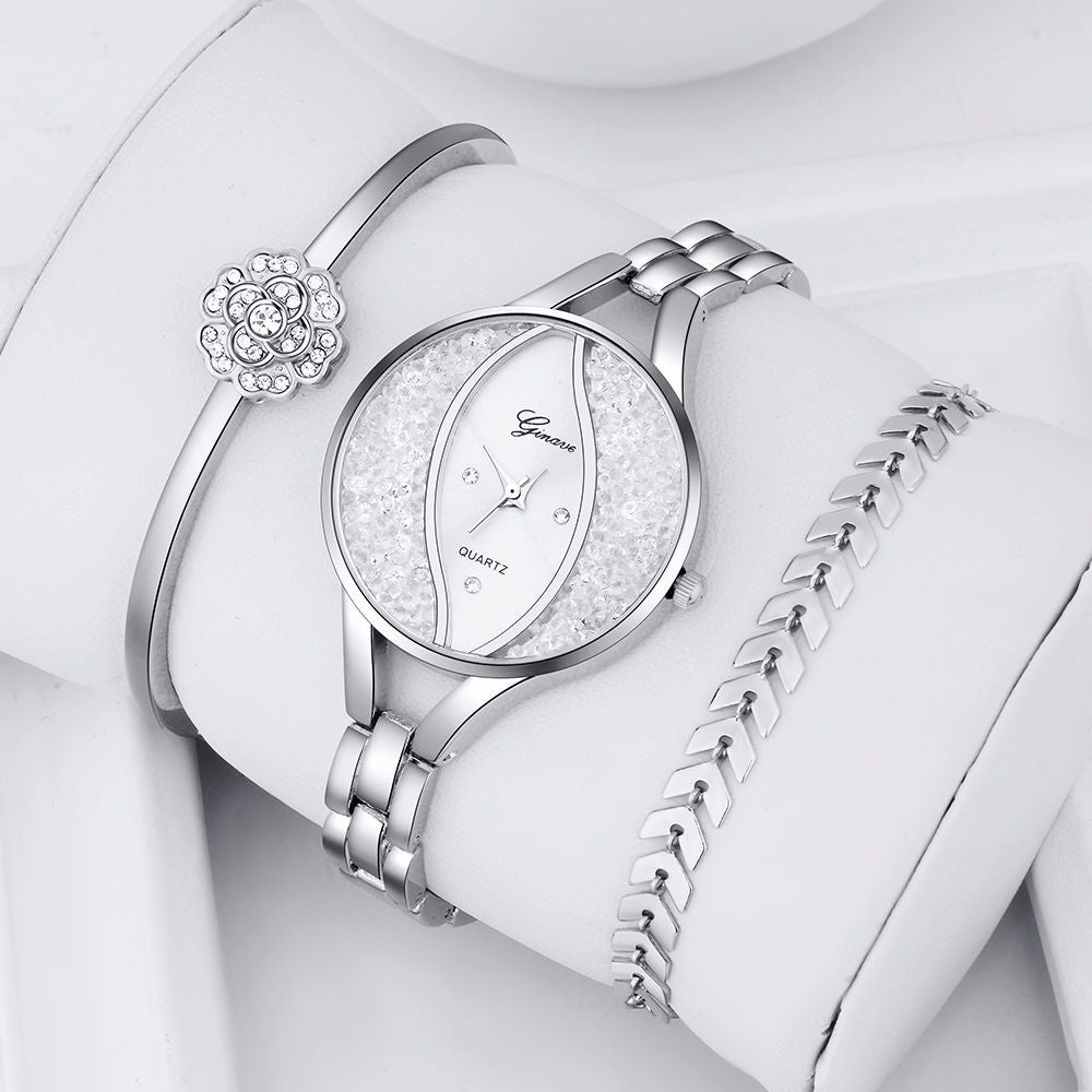 Fashionable Quartz Watch and Bracelet Set for Women