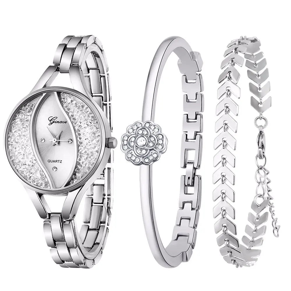 Fashionable Quartz Watch and Bracelet Set for Women
