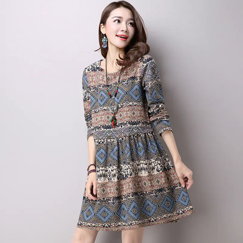 Sumba Batik-Style Cotton Linen Dress