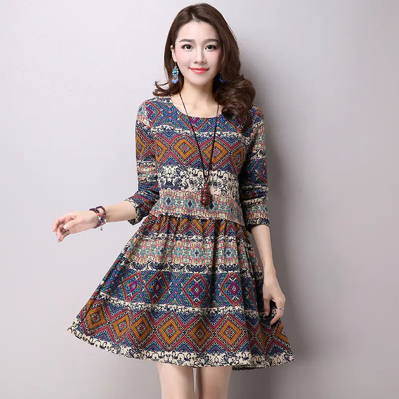 Sumba Batik-Style Cotton Linen Dress