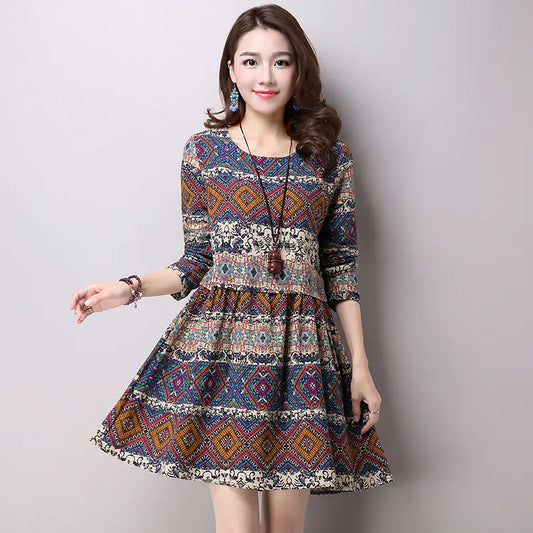 Sumba Batik-Style Cotton Linen Dress