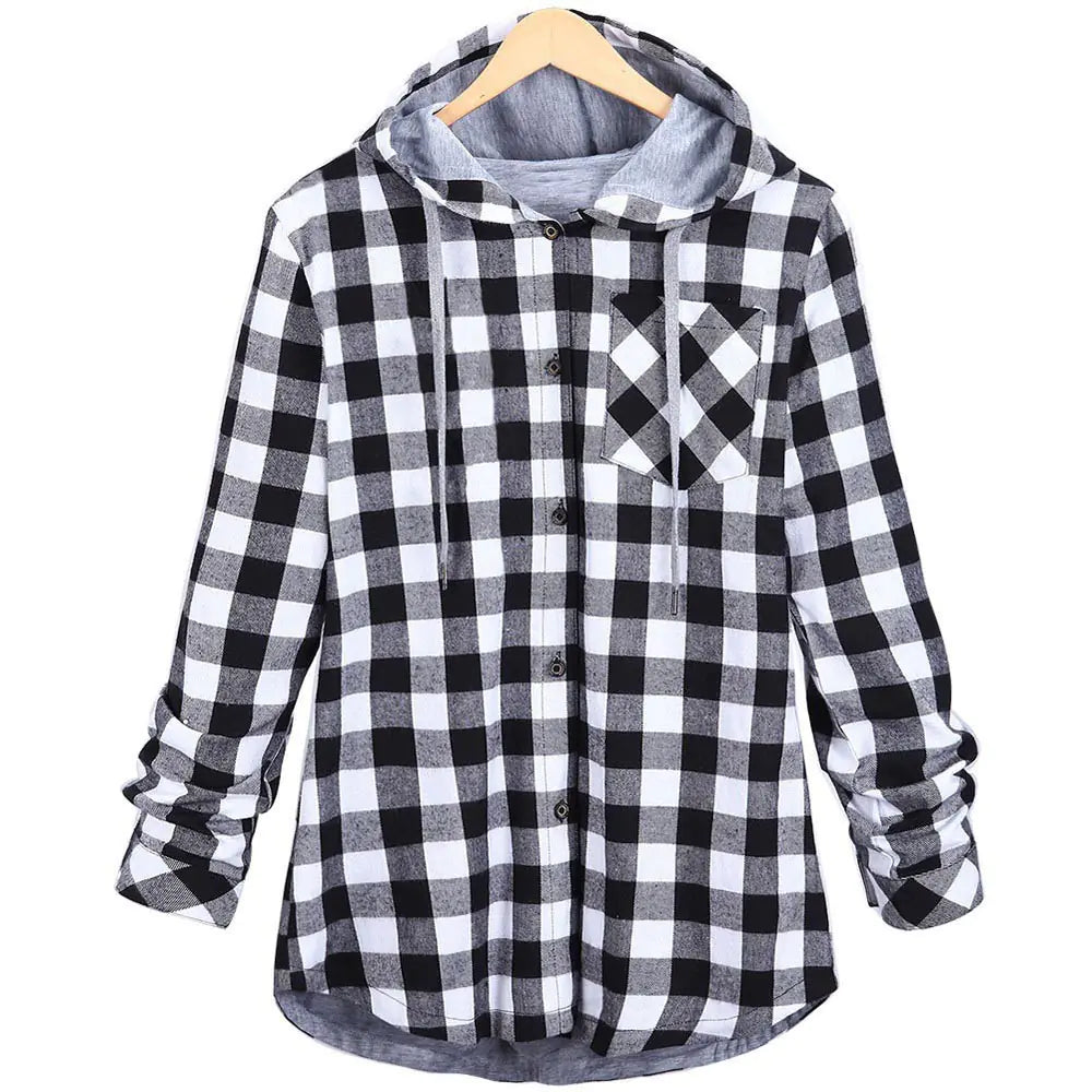 Levendig geruite capuchonvest voor dames