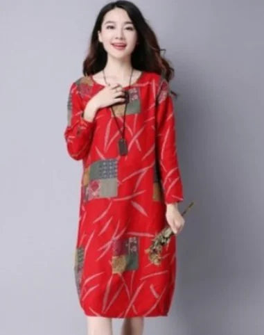 Sumbawa Loose Plus Size Cotton Linen Dress